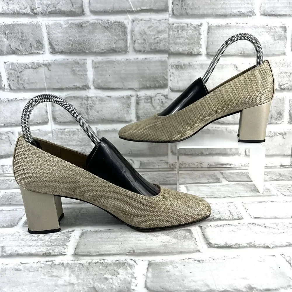 Stuart Weitzman Women’s Size 8 Square Toe Woven Pumps Vintage
